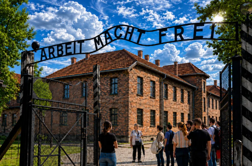 Visiter Auschwitz Birkenau Arbeit Macht Frei gate at Auschwitz