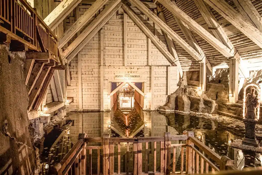 lake and chapel underground