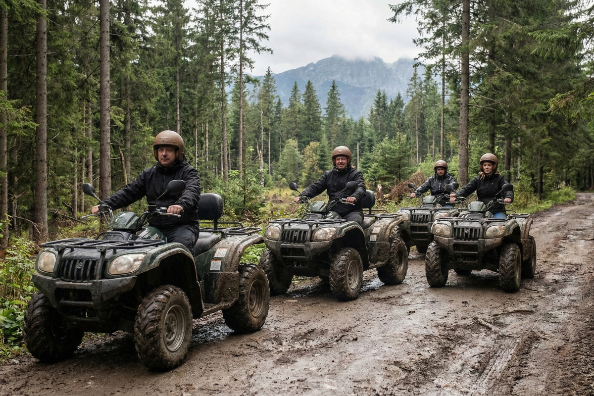 Zakopane Quad Tour in the Tatra Forest Zakopane quad tour riding through forest trails in the Tatra Mountains