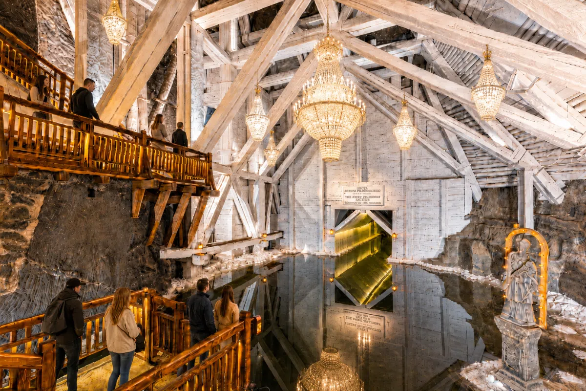 Chandeliers inside Wieliczka Salt Mine