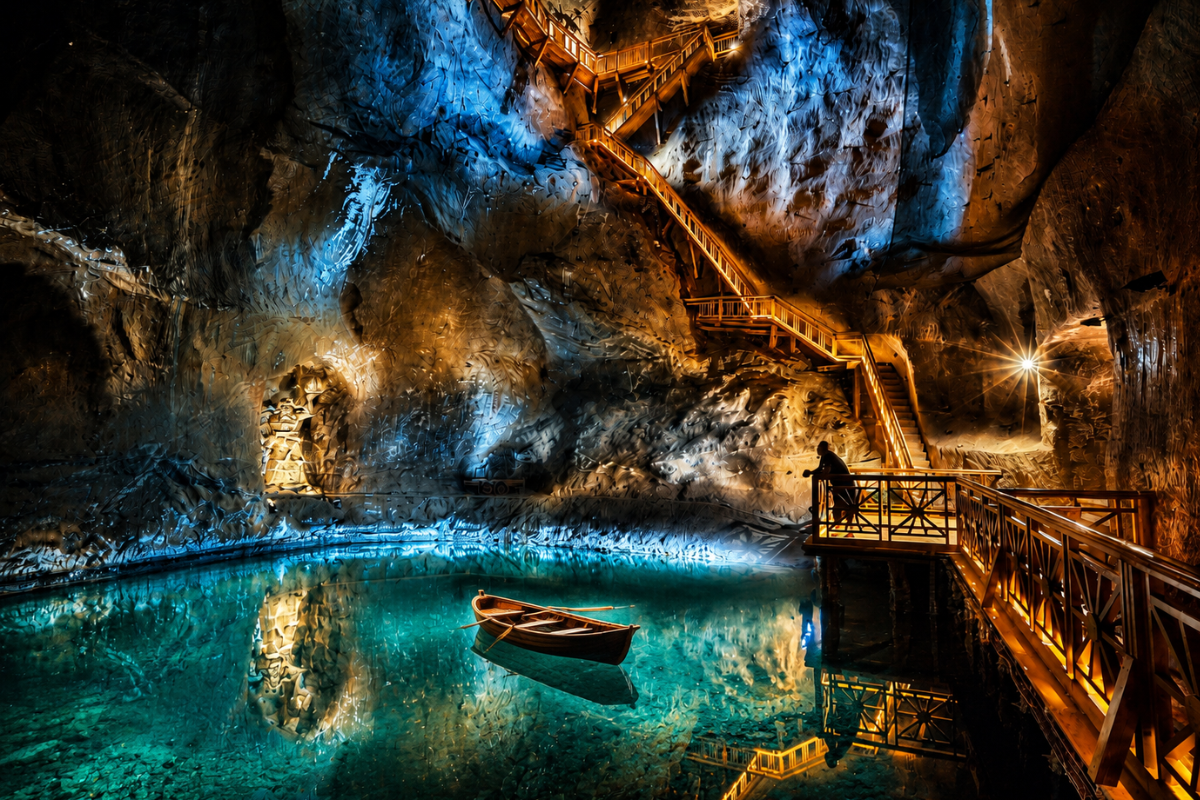 underground-lake-wieliczka Underground lake in Wieliczka Salt Mine
