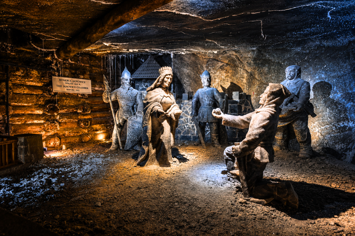 wieliczka-chamber-statues Salt statues in Janowice Chamber